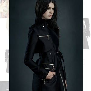 ✨THOMAS WYLDE✨Zip-Accented Black Trench Coat